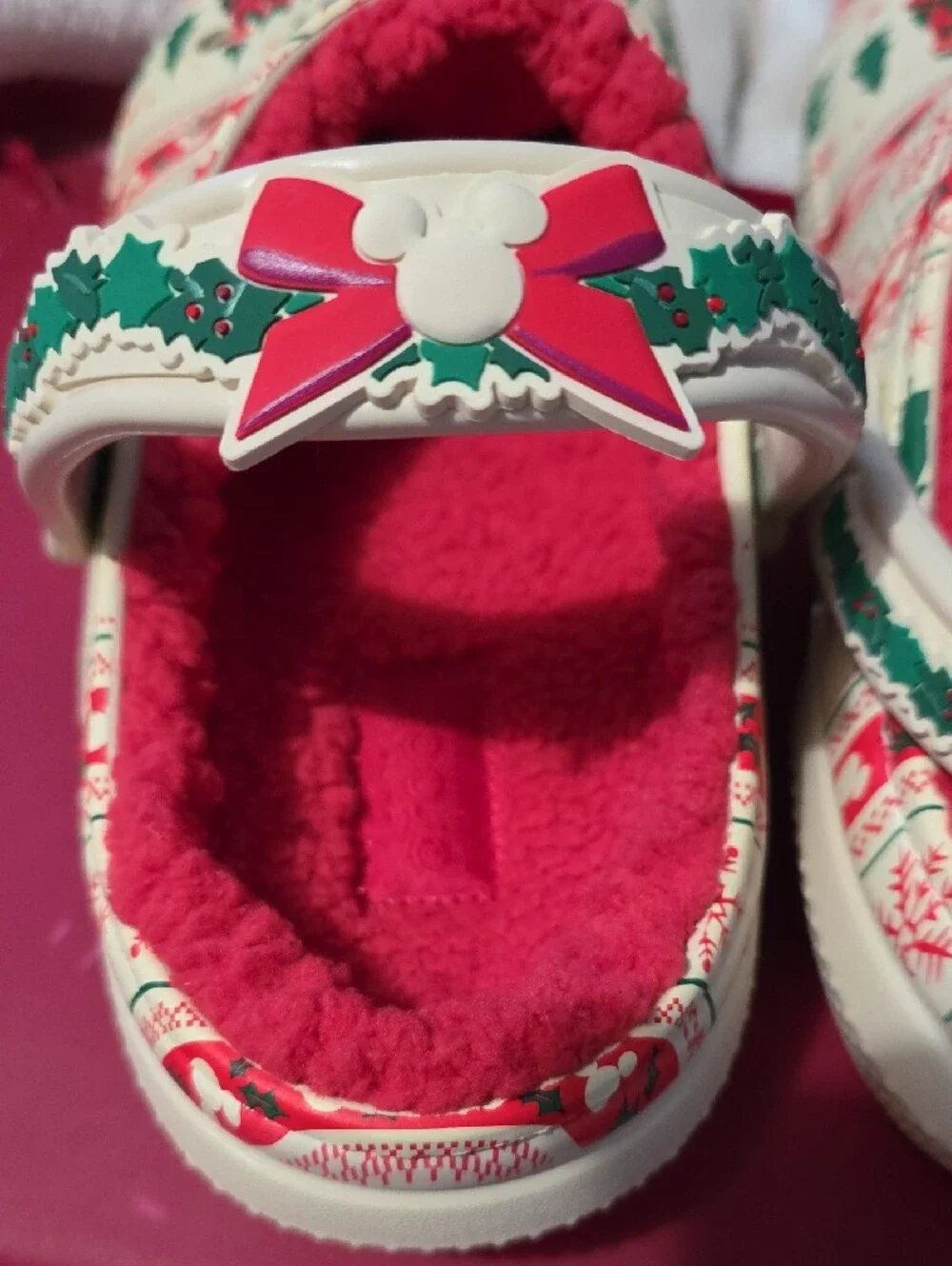 Disney Men's Holiday Clog Slippers in Cream, Red & Green
